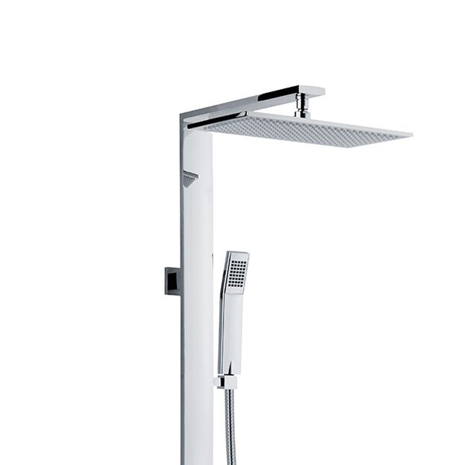 Colonna doccia rettangolare in ottone con soffione 37x18cm e doccino