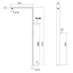Colonna doccia rettangolare in ottone con soffione 37x19cm e doccino