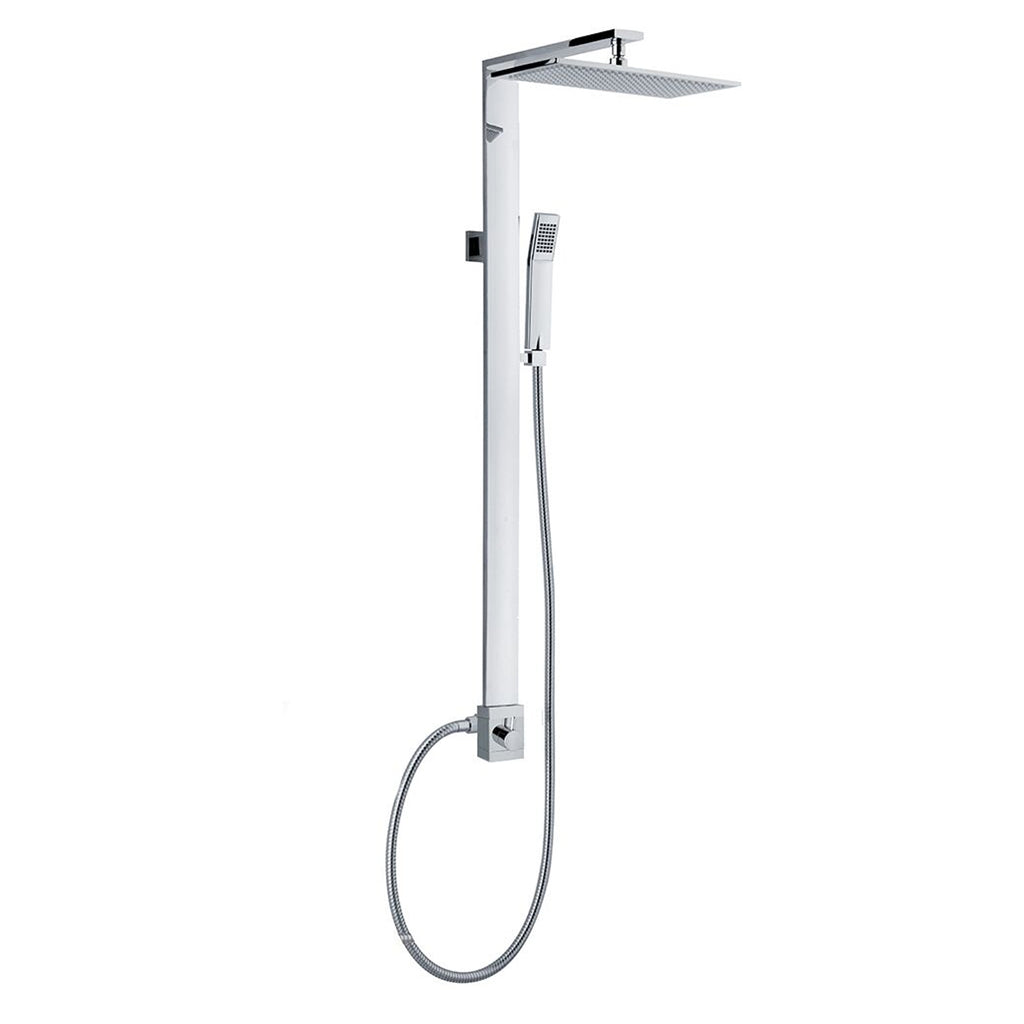 Colonna doccia rettangolare in ottone con soffione 37x19cm e doccino