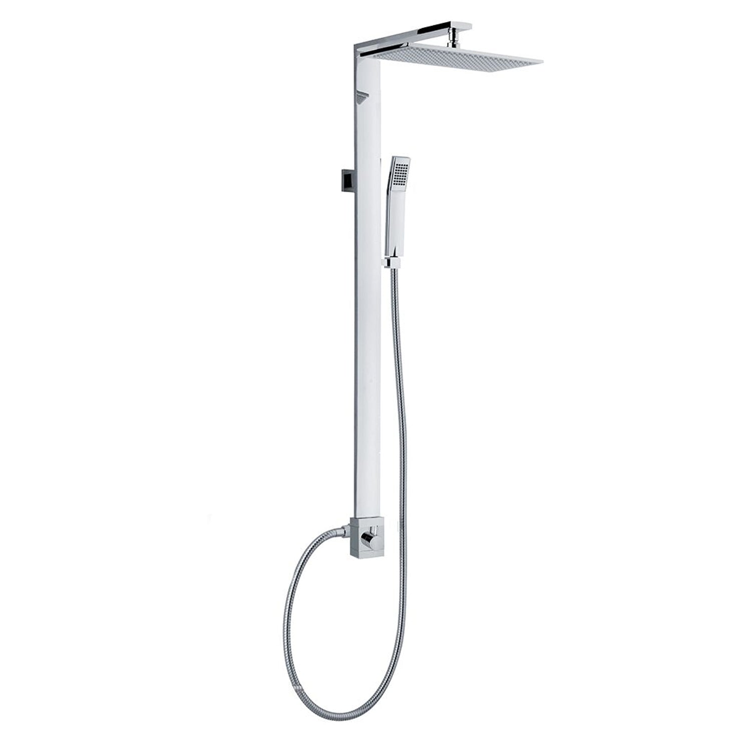 Colonna doccia rettangolare in ottone con soffione 37x19cm e doccino