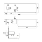 Mensola presa acqua con supporto doccia fisso in ottone