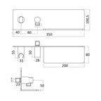 Mensola presa acqua con supporto doccia fisso tondo in ottone