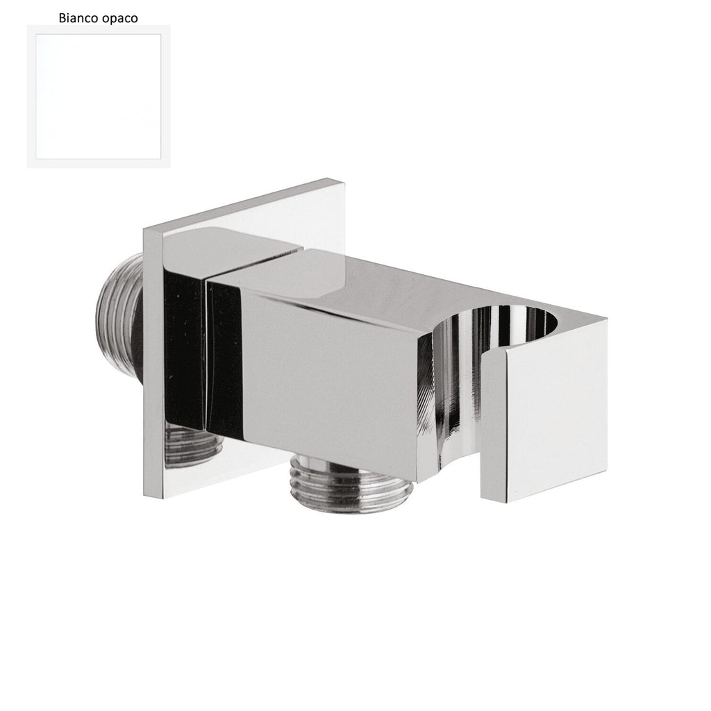 Supporto doccia fisso in ottone serie Glamour con innesto conico bianco