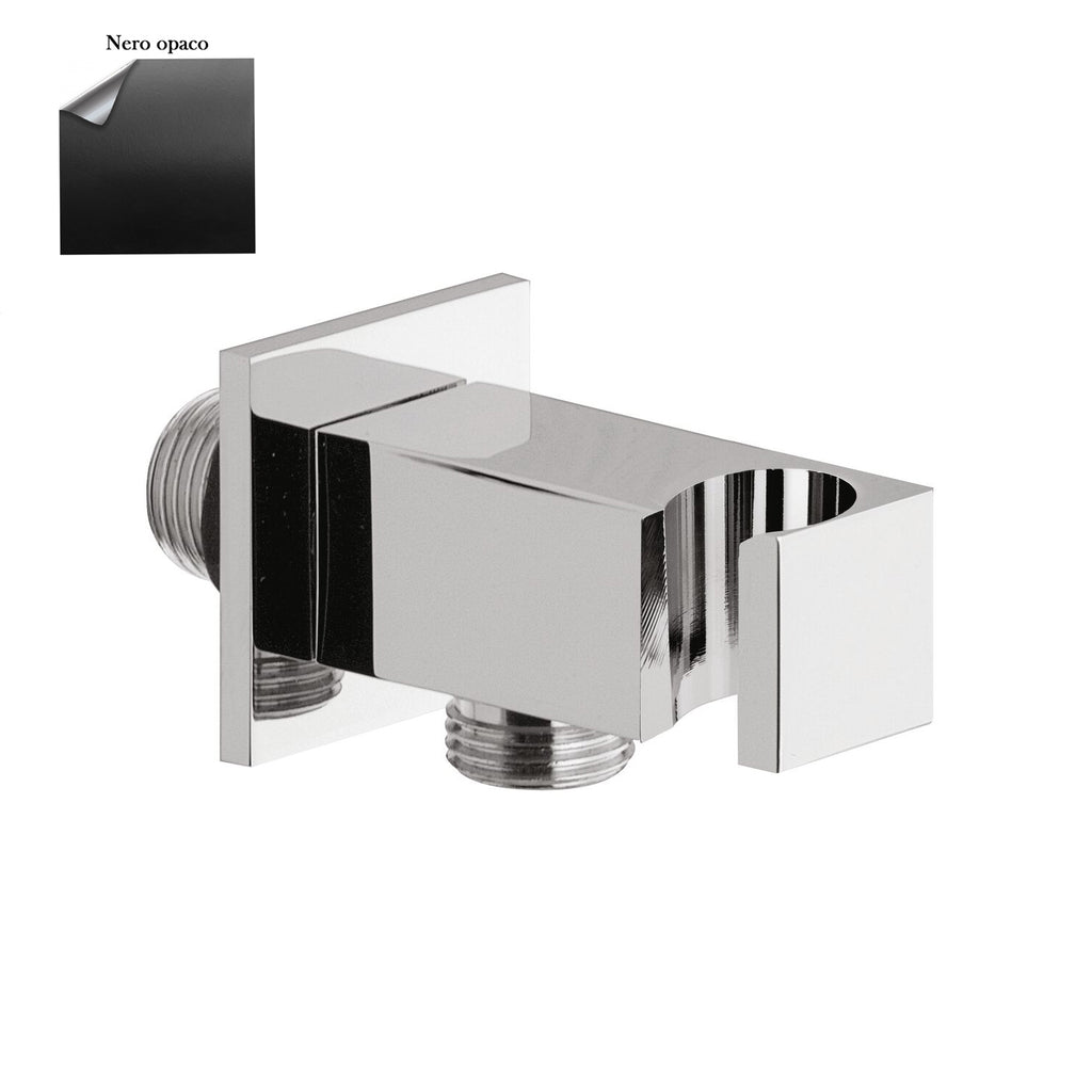 Supporto doccia fisso in ottone serie Glamour con innesto conico nero