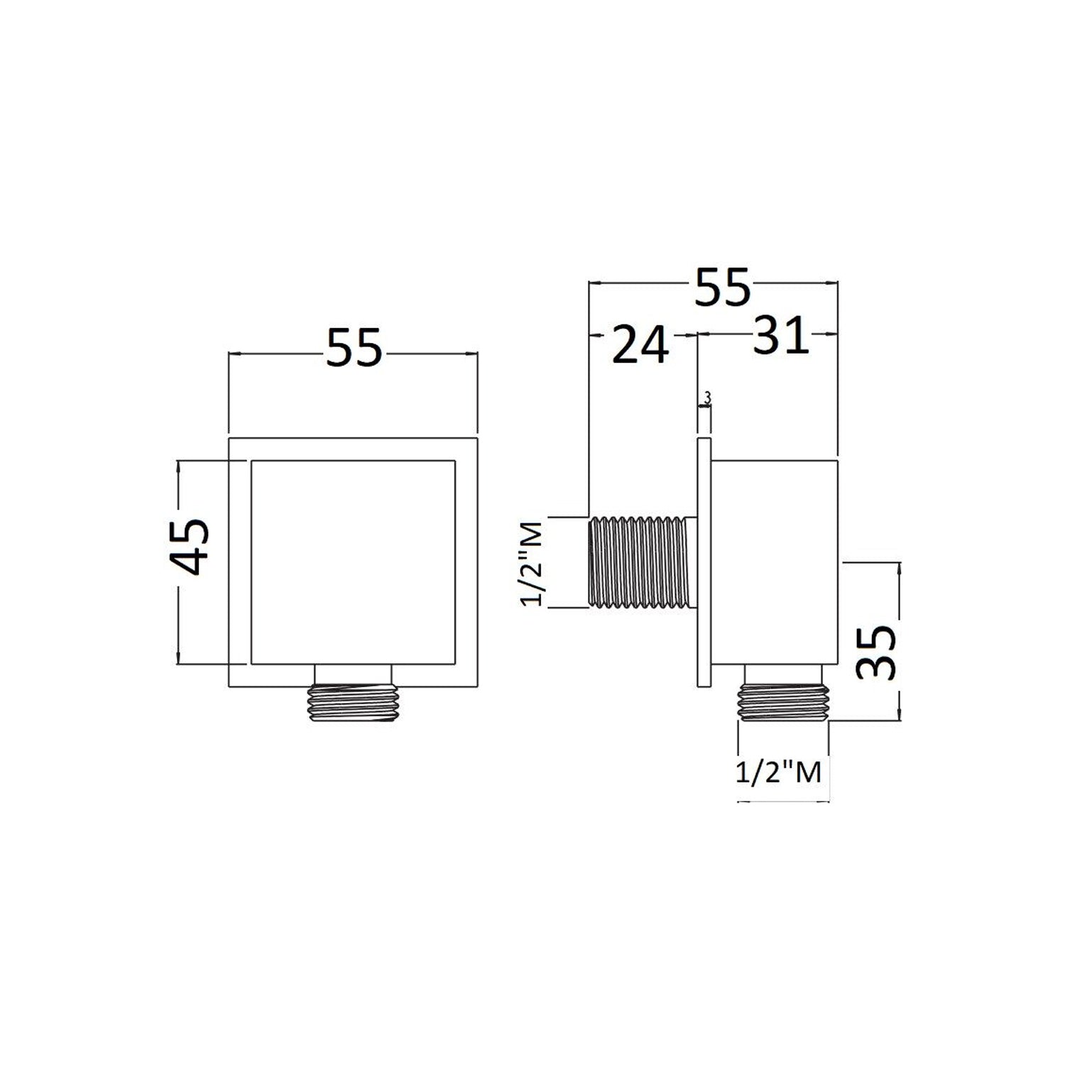Presa acqua in ottone modello Square attacco 1/2MM