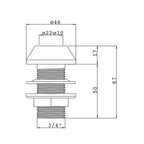 Base in ottone per doccia estraibile con foro 22mm