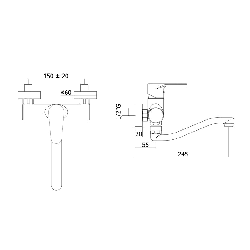 Miscelatore Lavello a Muro Paffoni Green con canna tubo serpente GRE161CR