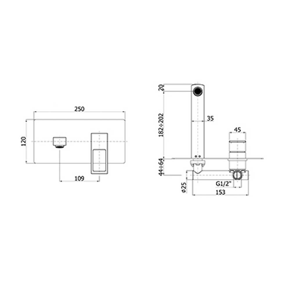Miscelatore lavabo incasso Paffoni Effe con piastra in acciaio inox
