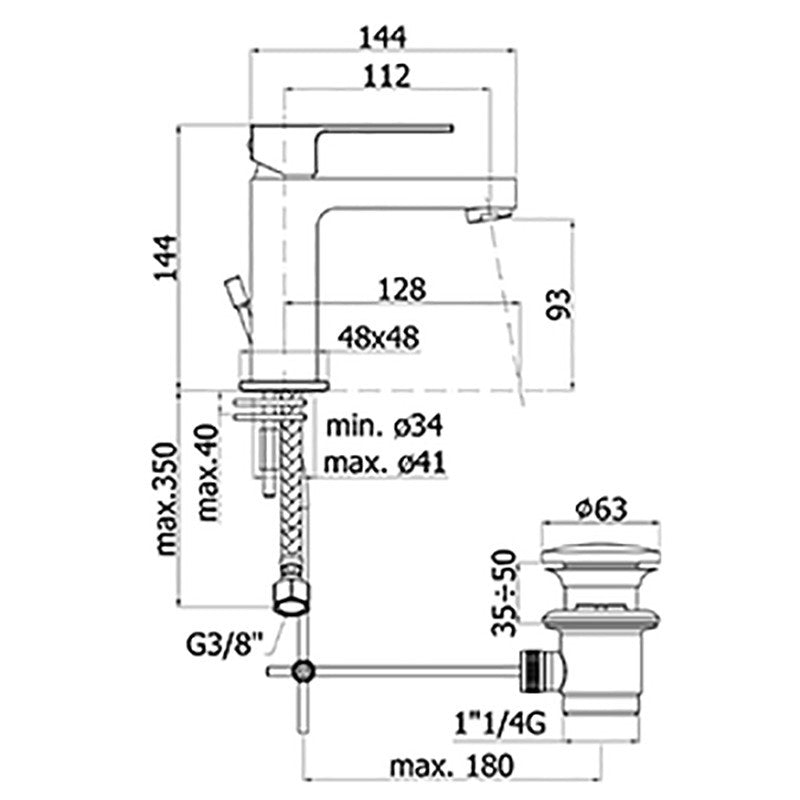 Miscelatore lavabo Paffoni Effe completo di scarico