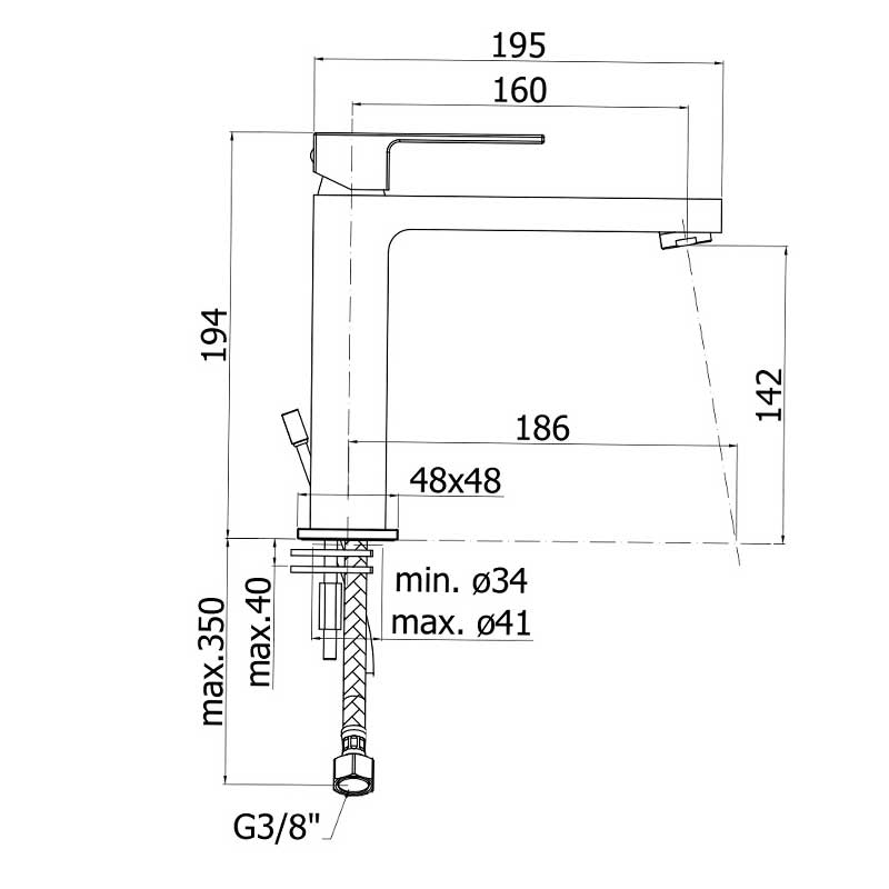 Miscelatore lavabo medio Paffoni Elle in ottone cromato senza scarico