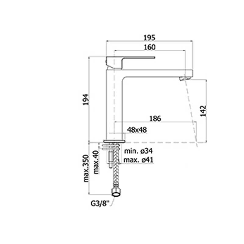 Miscelatore lavabo medio Paffoni Effe senza scarico
