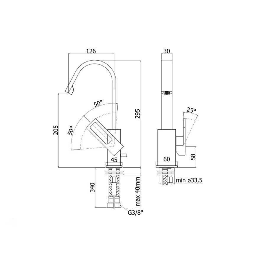Miscelatore lavabo Paffoni Elle senza scarico con comoda canna orientabile