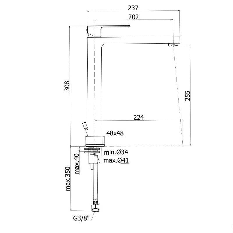 Set di miscelatori lavabo alto e bidet Paffoni Elle design squadrato
