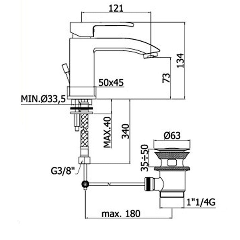 Set di miscelatori da bagno Paffoni Level Lavabo + Bidet con piletta di scarico
