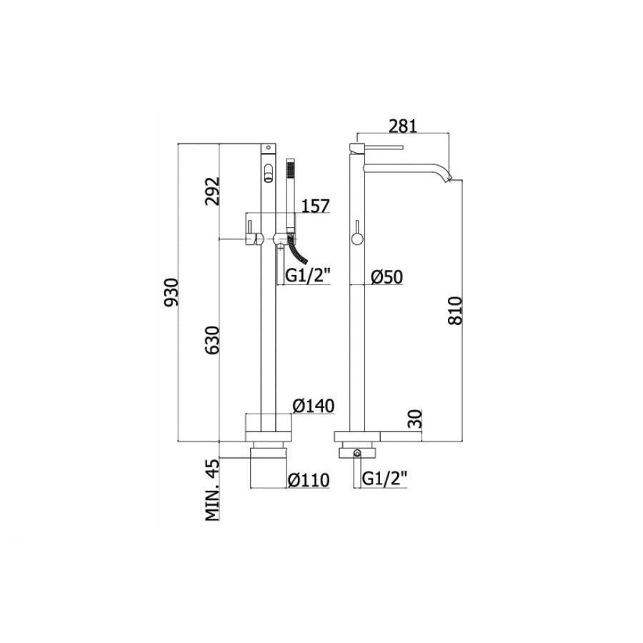 Miscelatore Lavabo a pavimento Paffoni Light LIG031CR
