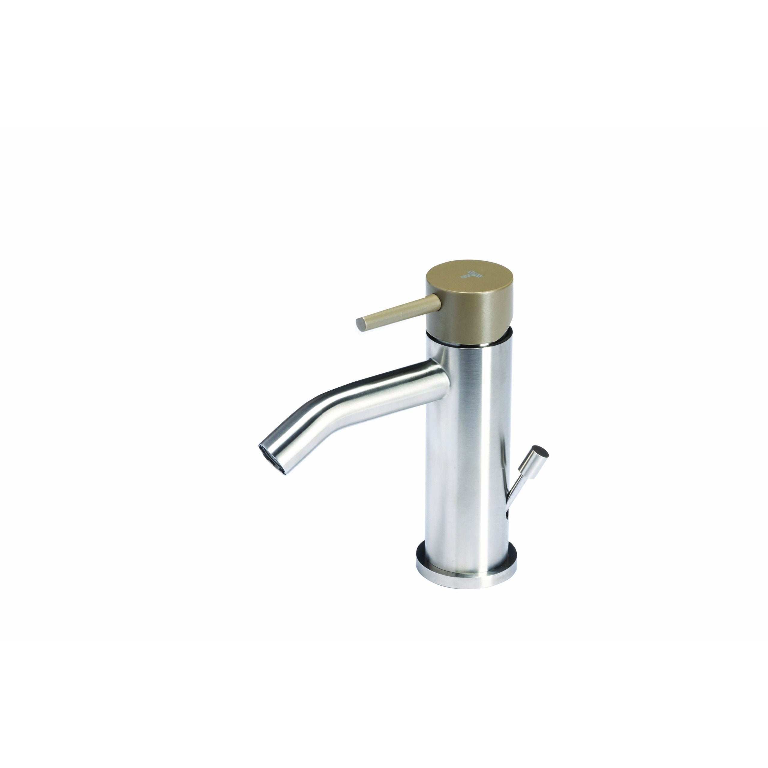 Rubinetto miscelatore Bidet con scarico  in acciaio inox Finitura Spazzolata con Maniglia color Deserto Tubico Colorado