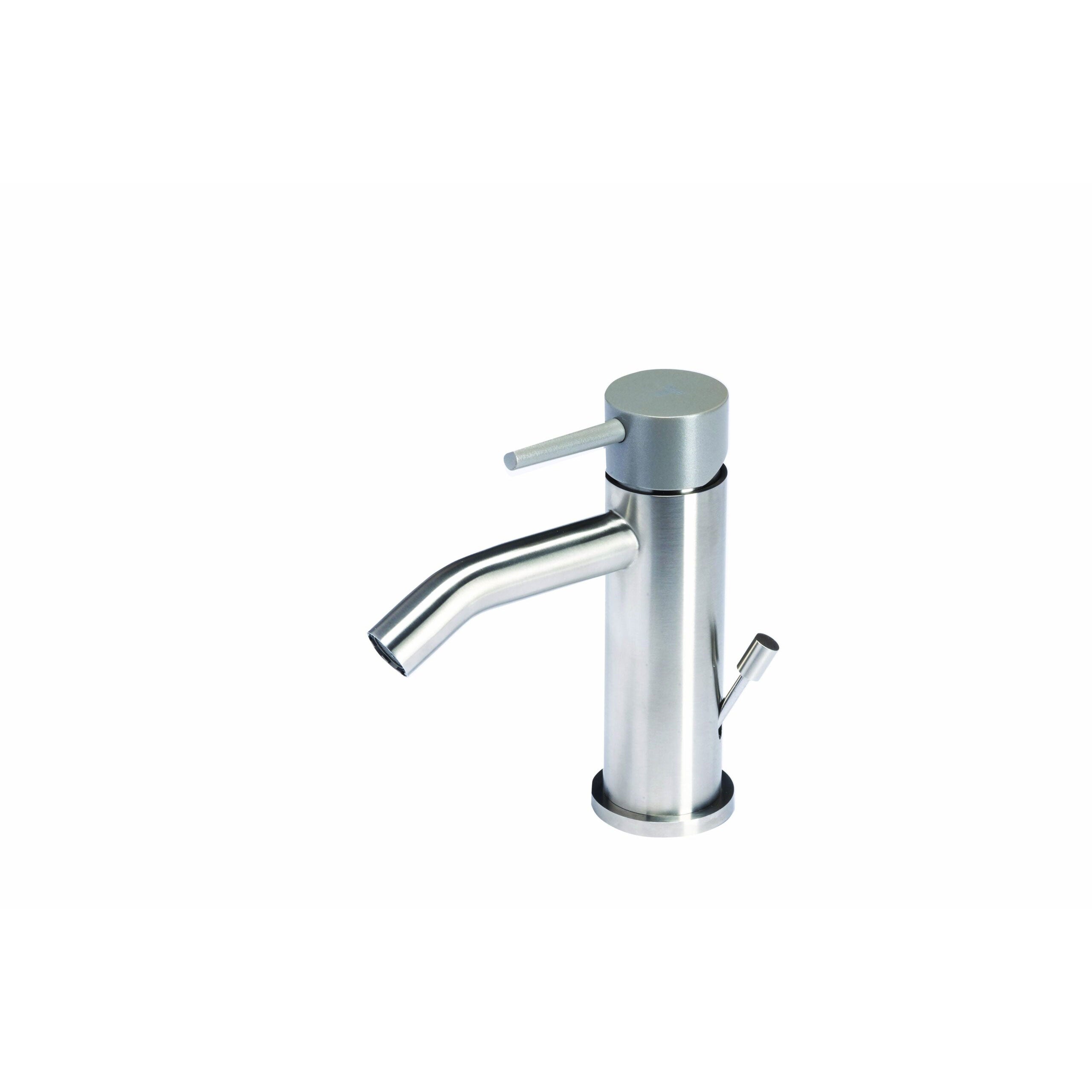 Rubinetto miscelatore Bidet con scarico  in acciaio inox Finitura Spazzolata con Maniglia color Roccia Tubico Colorado