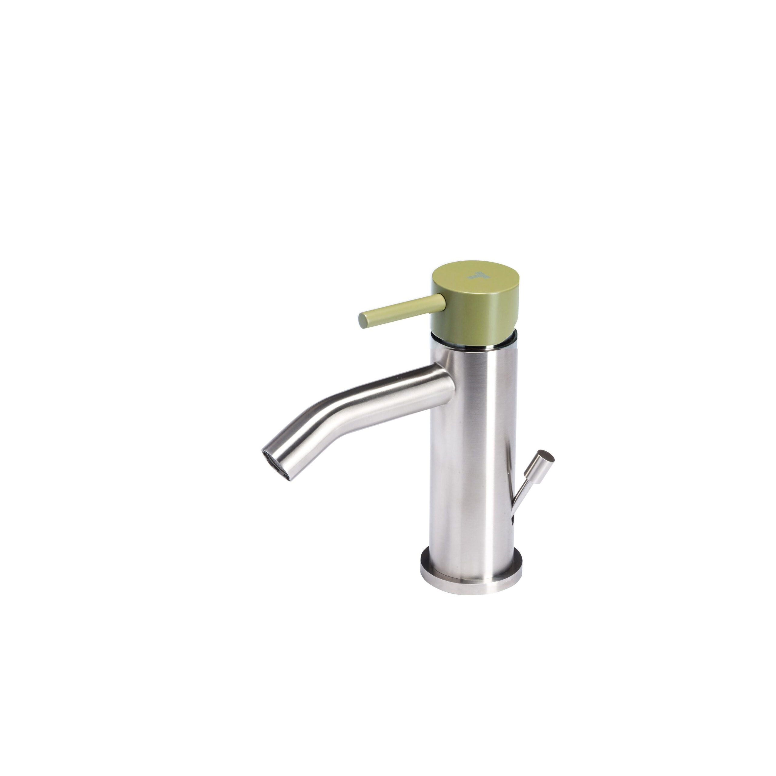 Rubinetto miscelatore Bidet con scarico  in acciaio inox Finitura Spazzolata con Maniglia colore Ulivo Tubico Colorado