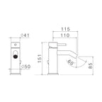 Rubinetto miscelatore Bidet con scarico  in acciaio inox Finitura Spazzolata con Maniglia colore Carbone Tubico Colorado