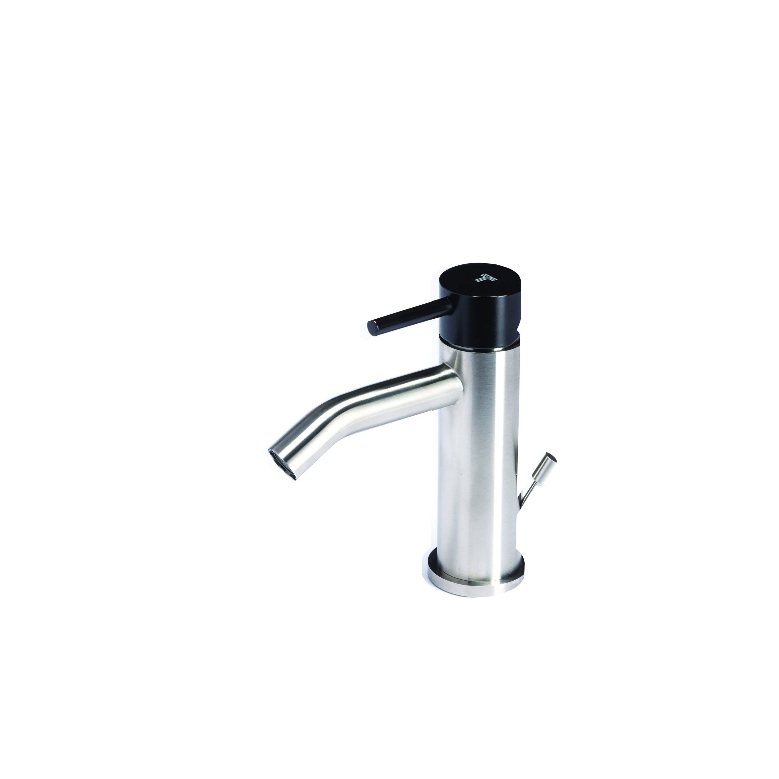 Rubinetto miscelatore Bidet con scarico  in acciaio inox Finitura Spazzolata con Maniglia colore Carbone Tubico Colorado