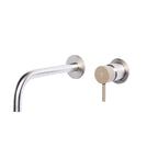 Rubinetto miscelatore Lavabo a Parete con canna di erogazione da 20 cm in acciaio inox Finitura Spazzolata con Maniglia colore Deserto Tubico Colorado