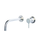 Rubinetto miscelatore Lavabo a Parete con canna di erogazione da 20 cm in acciaio inox Finitura Spazzolata con Maniglia colore ROCCIA Tubico Colorado