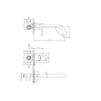 Rubinetto miscelatore Lavabo a Parete con canna di erogazione da 20 cm in acciaio inox Finitura Spazzolata con Maniglia colore Carbone Tubico Colorado