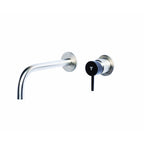 Rubinetto miscelatore Lavabo a Parete con canna di erogazione da 20 cm in acciaio inox Finitura Spazzolata con Maniglia colore Carbone Tubico Colorado