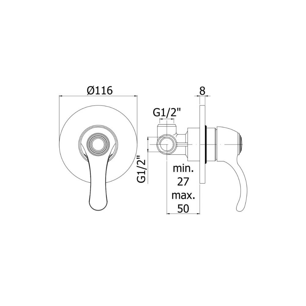 Miscelatore incasso doccia serie Flavia modello FA010CO cromato oro Paffoni
