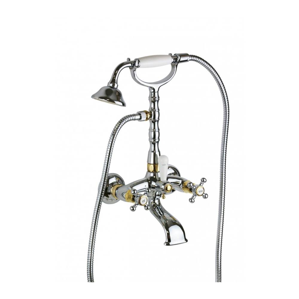 Gruppo vasca con doccetta lusso serie Belinda modello FBLV023CO cromato oro Paffoni