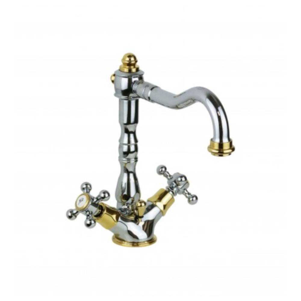 Gruppo lavabo monoforo con scarico serie Belinda modello FBLV075CO cromato oro Paffoni