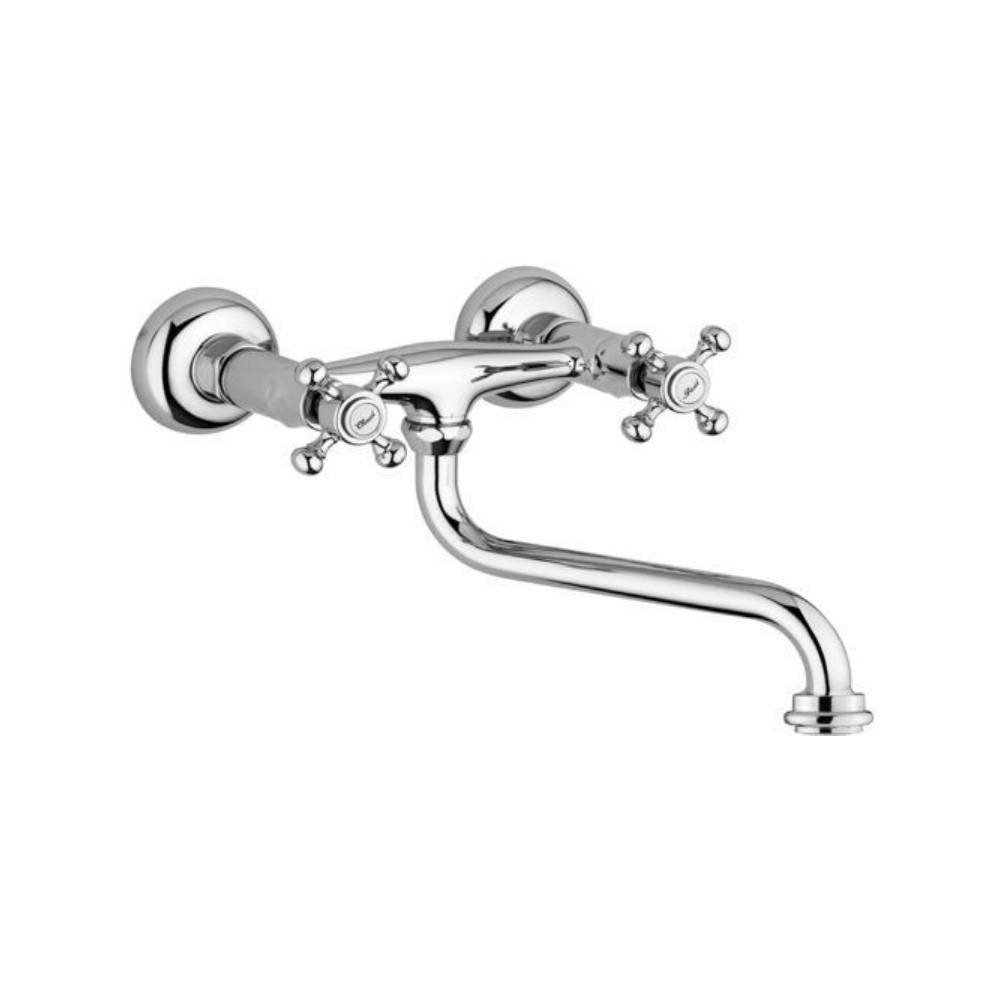 Gruppo lavello a muro con canna ad "S" orientabile serie Belinda modello FBLV161CR cromato Paffoni