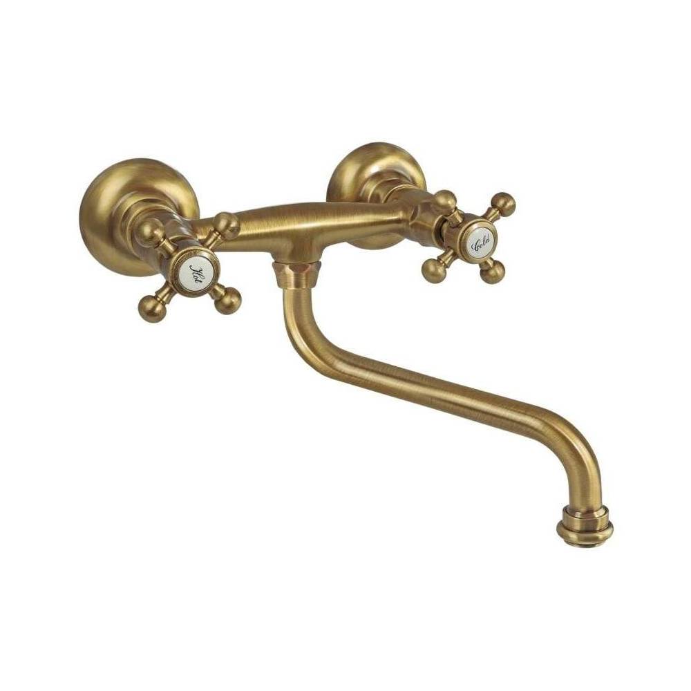 Gruppo lavello a muro con canna ad "S" orientabile serie Belinda modello FBLV161BR bronzo Paffoni