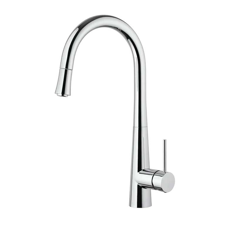 Miscelatore monocomando per lavello cucina con Doccetta Estraibile in ottone Cromo collezione Pico di Mamoli Rubinetterie