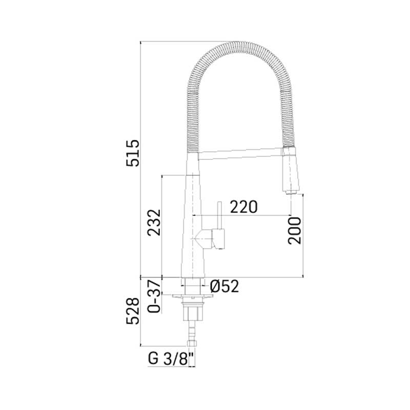 Miscelatore monocomando per lavello cucina con Doccetta Orientabile in ottone Cromo collezione Pico di Mamoli Rubinetterie