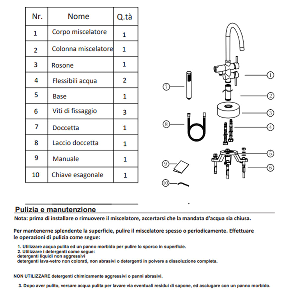 Miscelatore monocomando a pavimento per vasca freestanding RubiFlux cromato