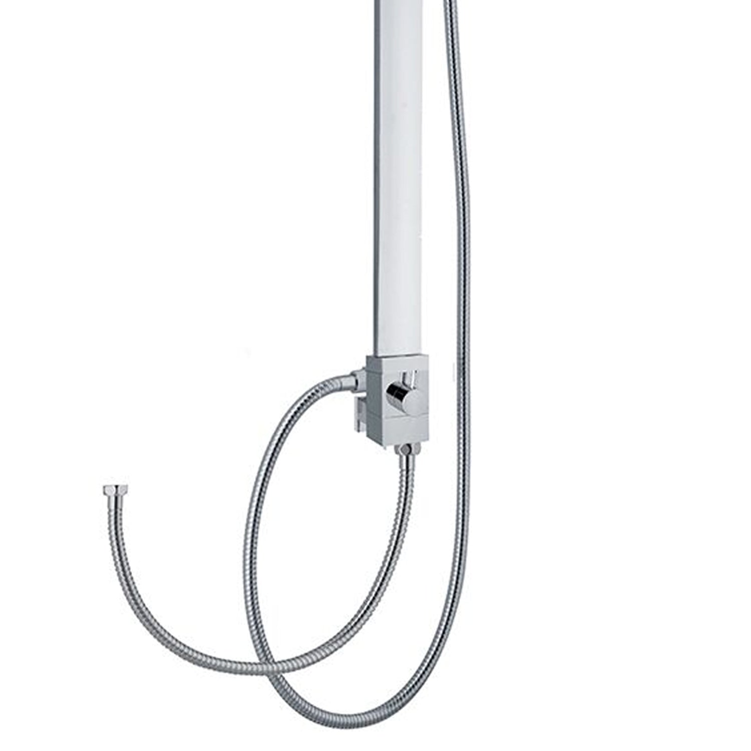 Colonna doccia rettangolare in ottone con deviatore e flessibile 60cm