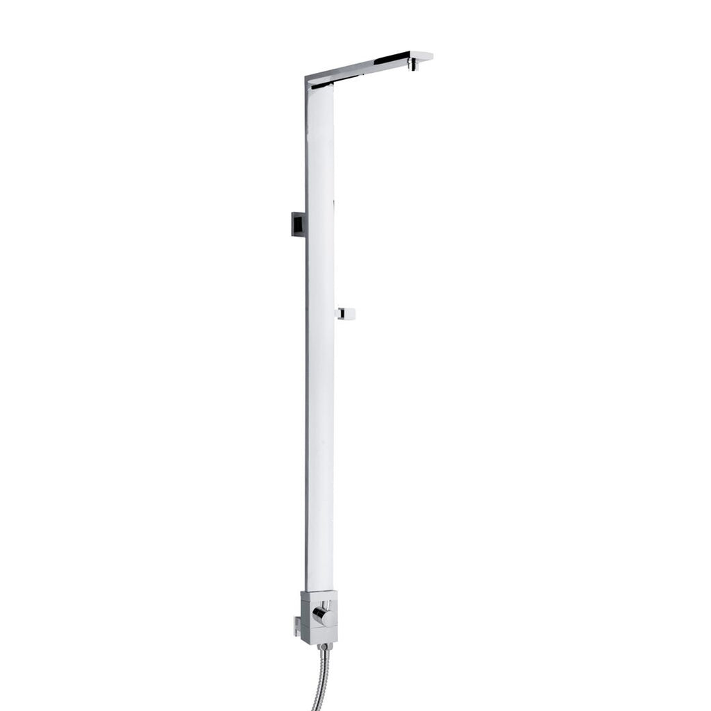 Colonna doccia rettangolare in ottone con deviatore e flessibile 60cm