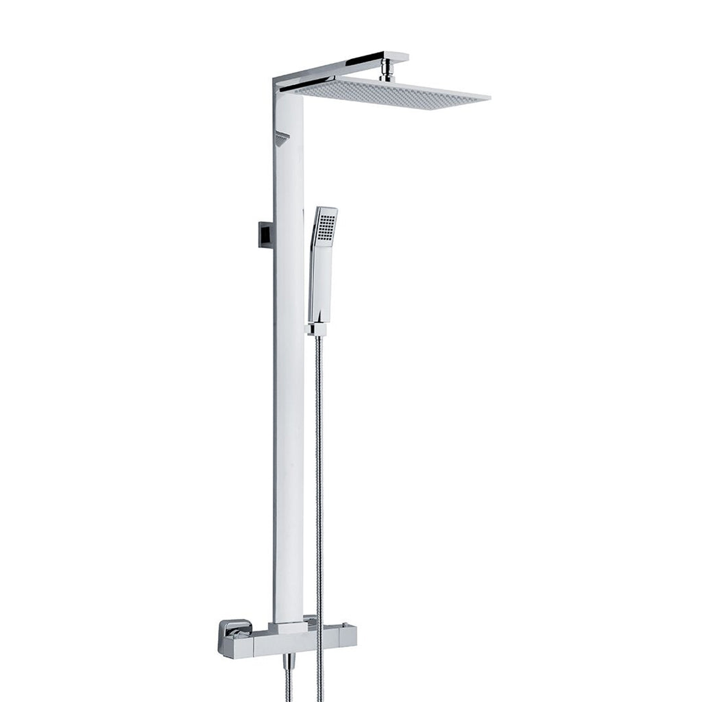 Colonna doccia rettangolare in ottone con soffione