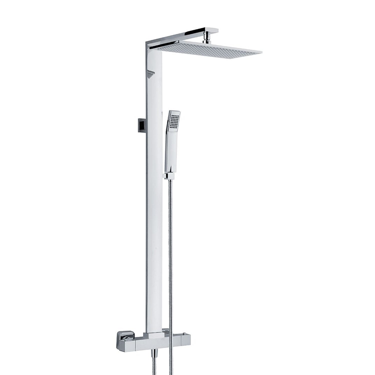 Colonna doccia rettangolare in ottone con soffione