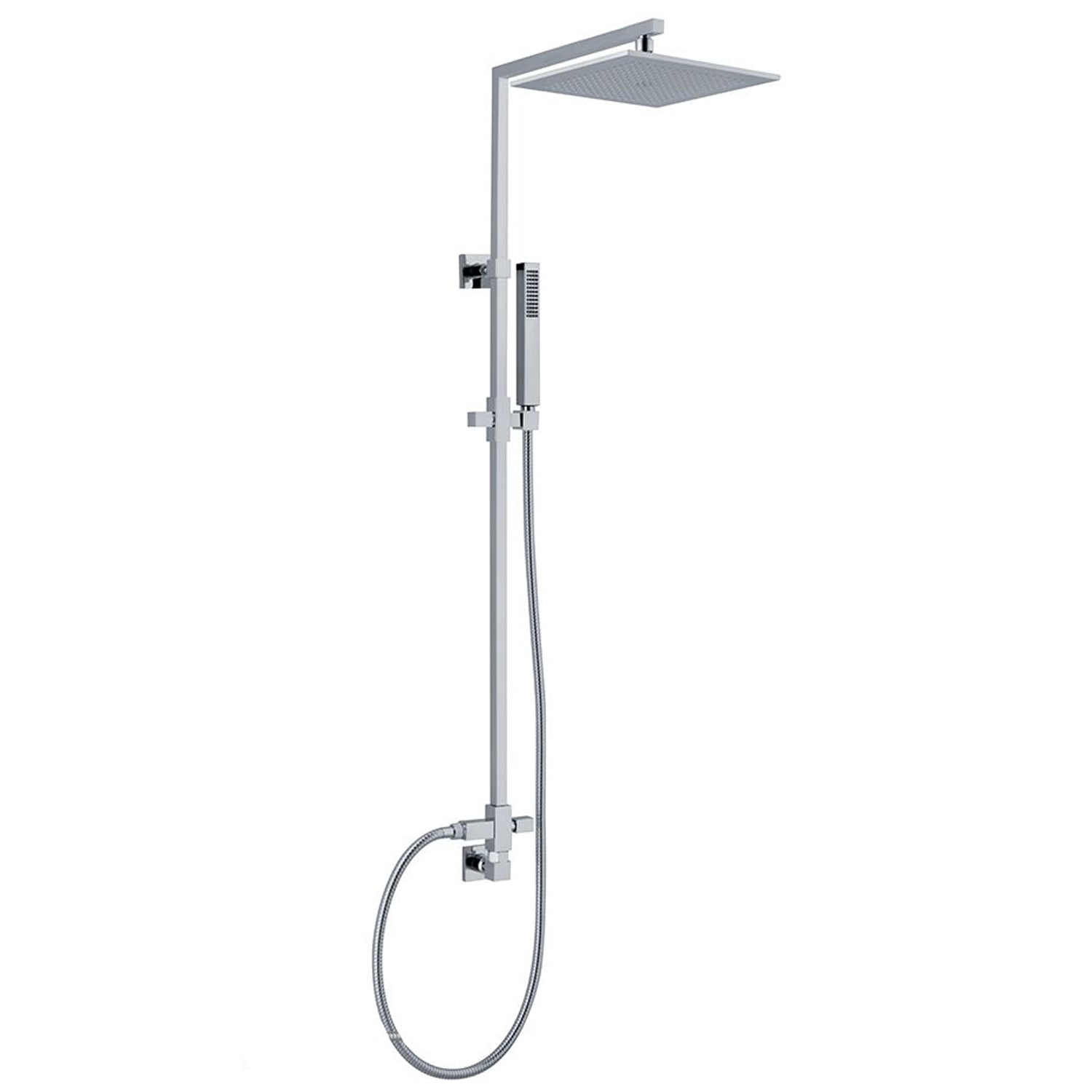 Colonna doccia quadra in ottone con soffione