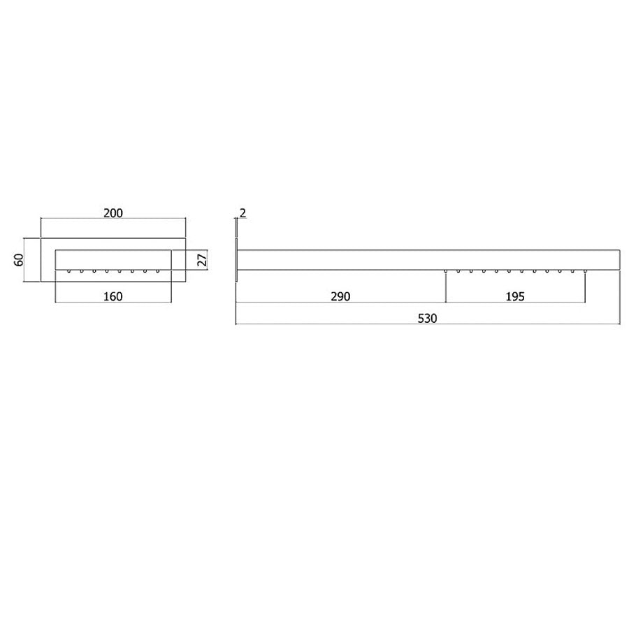 Soffione doccia a muro in metallo Paffoni Free 500x160 cm