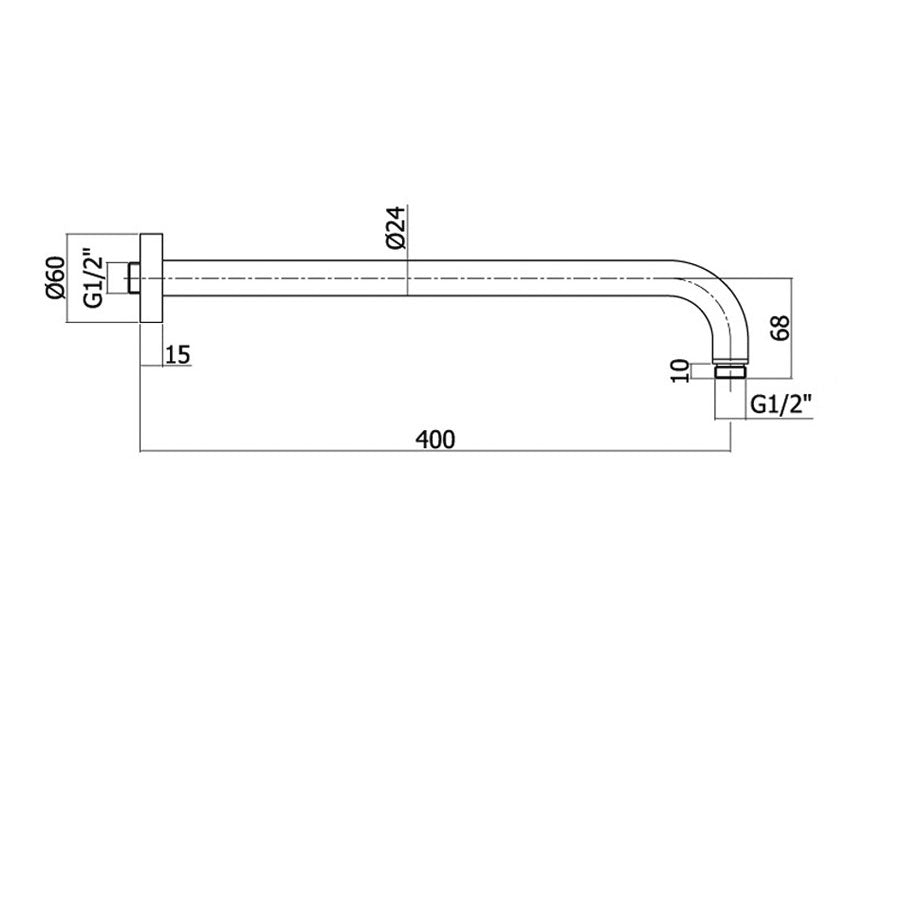 Braccio doccia tondo 40 cm in ottone cromato Paffoni ZSOF034CR