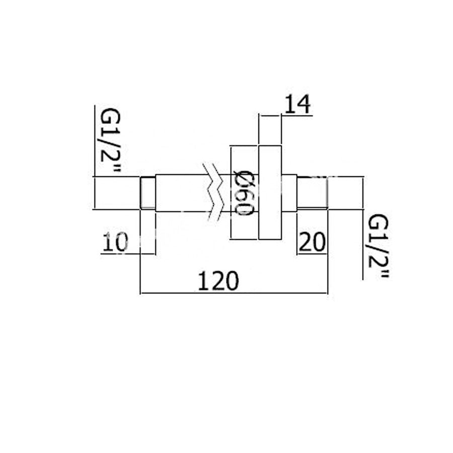 Braccio doccia tondo a soffitto Paffoni lunghezza 120 mm