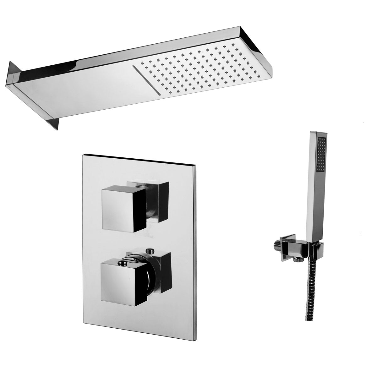 Set doccia Paffoni con comodo soffione rettangolare a cascata