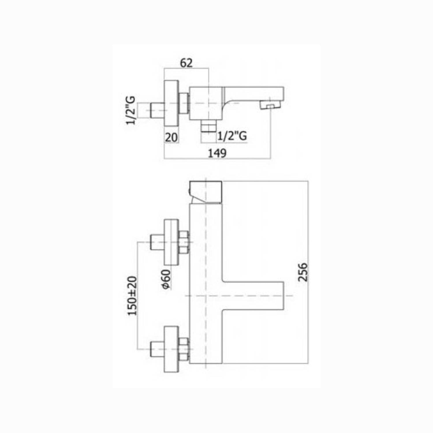 Miscelatore vasca senza duplex codice EL022CR leva Cubo serie Elle Cromo Paffoni