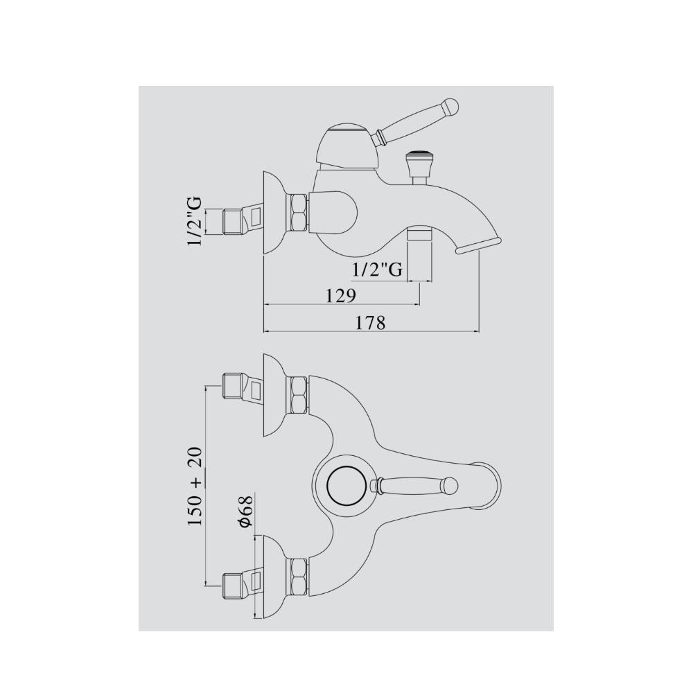 Miscelatore vasca con doccetta serie Giorgia modello GI024CRC Cromato bianco Ral Paffoni