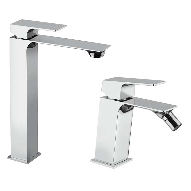 Set di rubinetti Lavabo Alto e Bidet cromato lucido collezione BLADE di Mamoli Rubinetterie