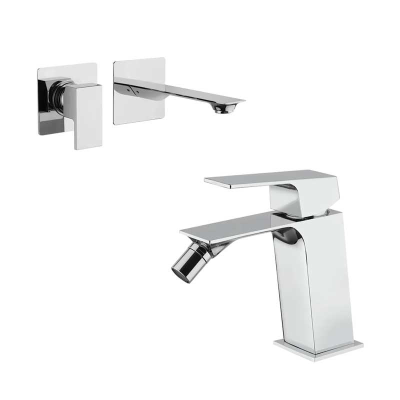 Set di rubinetti Lavabo Incasso e Bidet cromato lucido collezione BLADE di Mamoli Rubinetterie