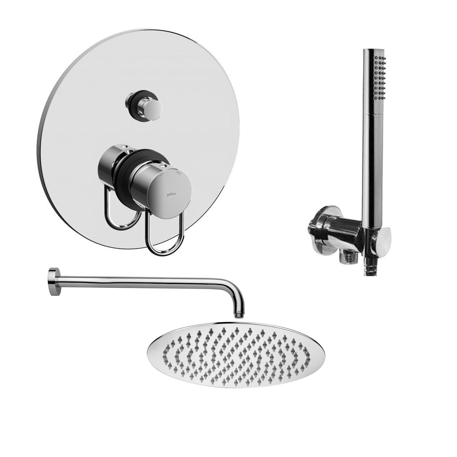 Kit doccia Paffoni serie Jocker con soffione miscelatore e doccetta cromati